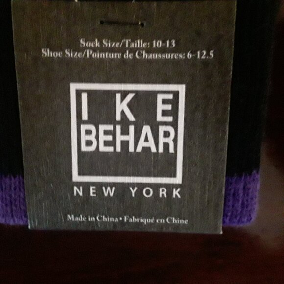 Ike Behar NWT Men's Size 10-13 Black w/Gray & Purple Dress Socks - Picture 2 of 4